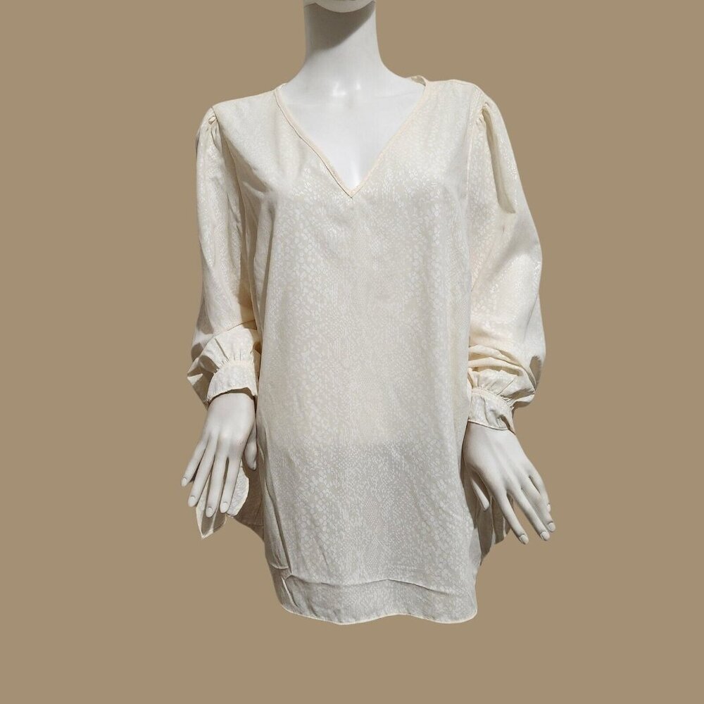 Michael Kors Women’s Ivory Long Sleeves V Neck Top Blouse Plus Size 0X (C10)